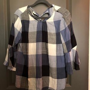 Cloud Blue Plaid Top